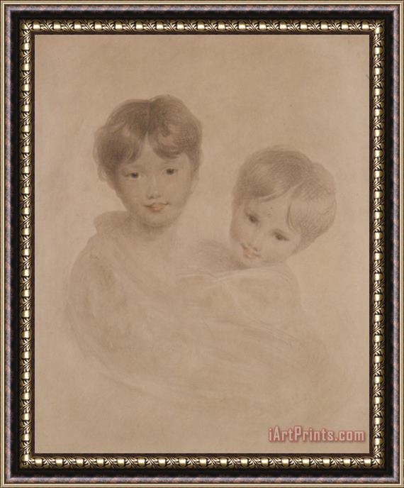 Sir Thomas Lawrence Portrait Sketch of Two Boys Possibly George 3rd Marquees Townshend And His Younger Brother Charles Framed Painting