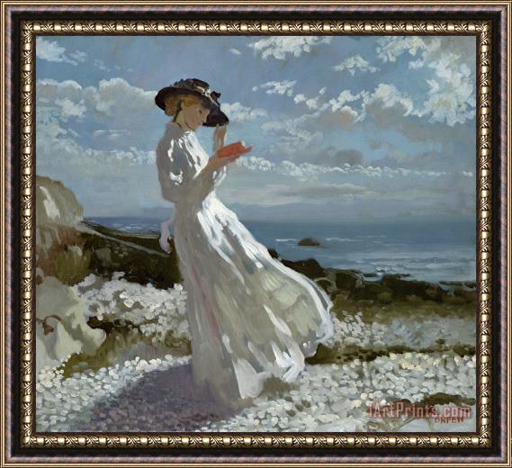 Sir William Orpen Grace reading at Howth Bay Framed Print
