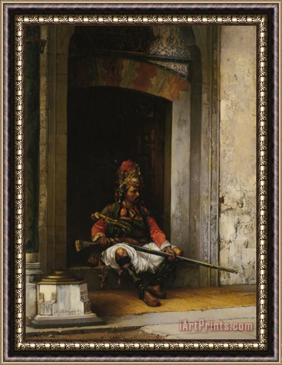 Stanislaus Von Chlebowski A Seated Bashi Bazouk Framed Painting