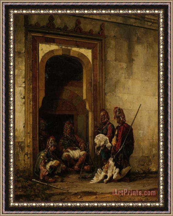 Stanislaus Von Chlebowski Bazouks in a Doorway Framed Painting