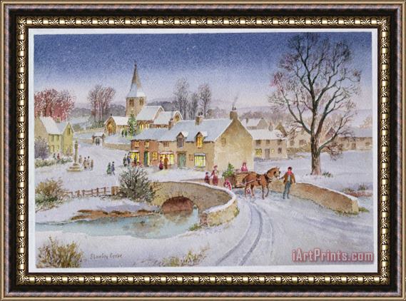 Stanley Cooke Christmas Eve In The Village Framed Print