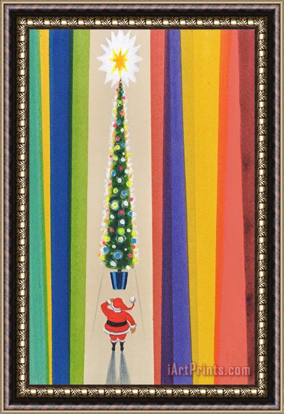 Stanley Cooke Santa's Christmas Tree Framed Print