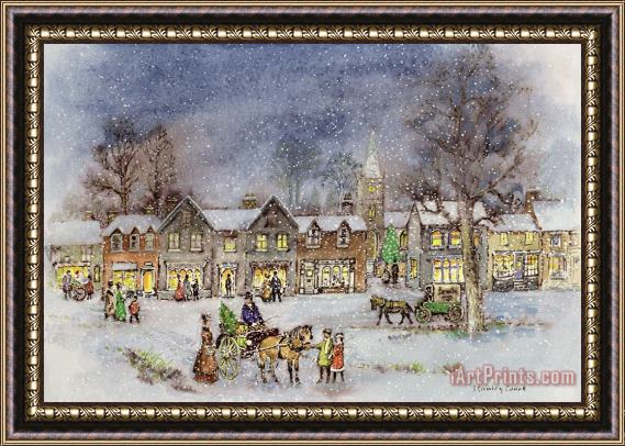 Stanley Cooke Village Street In The Snow Framed Painting