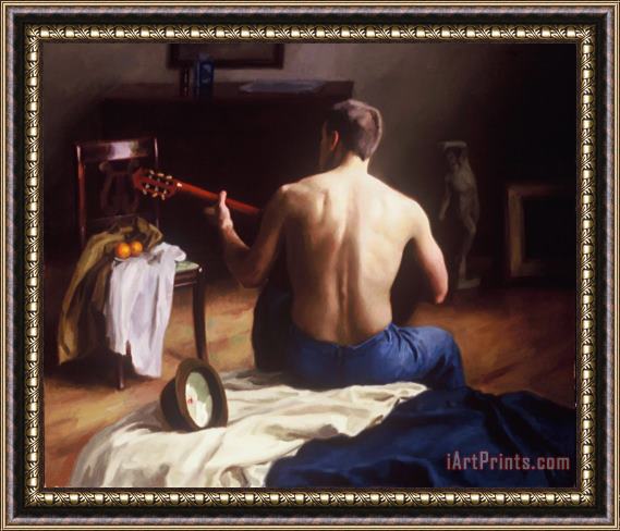 Steven J Levin The Guitar Player Framed Painting