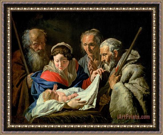 Stomer Matthias Adoration of the Infant Jesus Framed Painting