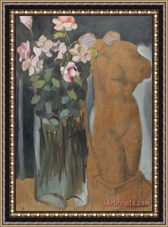 tamara de lempicka Bouquet De Fleurs Et L'esquisse D'une Statue, 1949 Framed Print