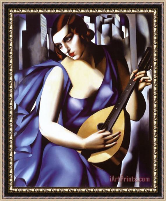 tamara de lempicka Femme a Guitare Framed Painting