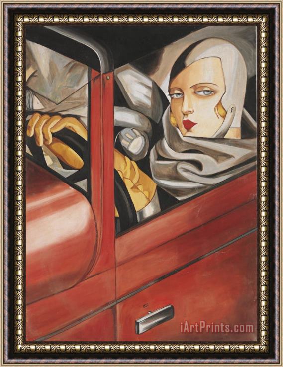 tamara de lempicka Self Portrait with Bugatti Framed Painting