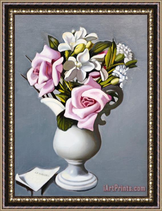 tamara de lempicka Vase with Flowers Framed Painting