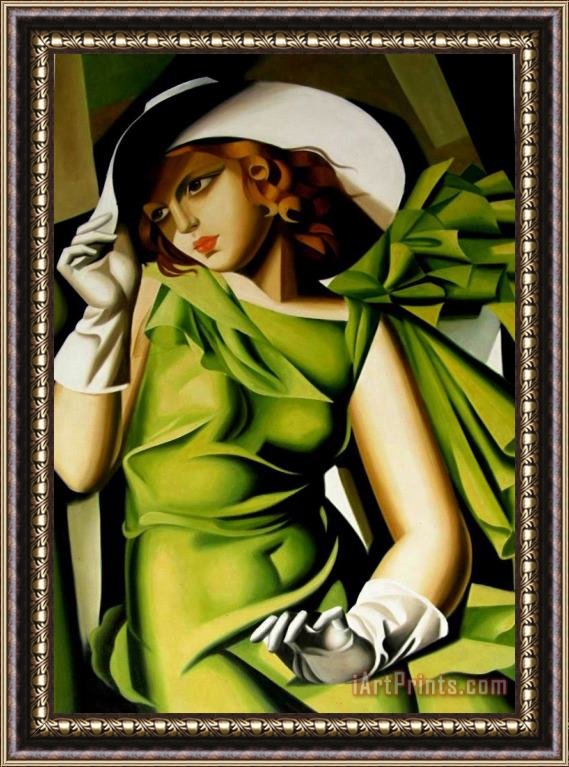 tamara de lempicka Young Girl with Gloves in Green 1929 Framed Painting
