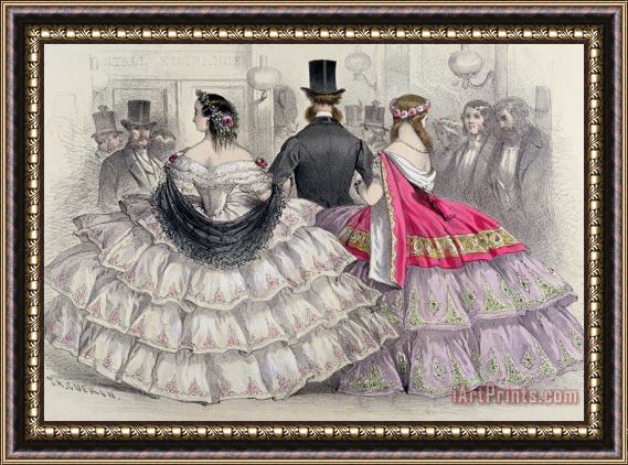TH Guerin Ladies Wearing Crinolines At The Royal Italian Opera Framed Painting