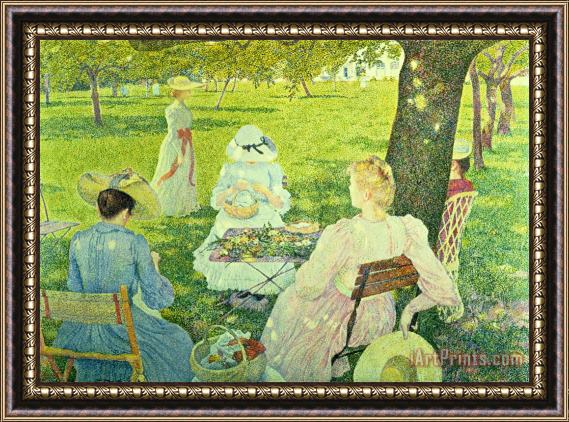 Theo van Rysselberghe Family in the Orchard Framed Painting