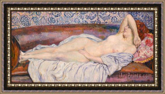 Theo van Rysselberghe Reclining Nude Framed Painting