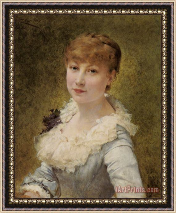 Theobald Chartran Portrait of a Young Lady Framed Painting