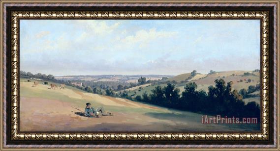 Theodore Caruelle d Aligny Young Man Reclinging on the Downs Framed Print