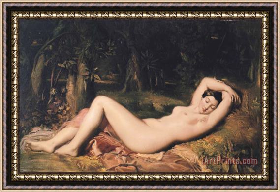 Theodore Chasseriau Bather Sleeping Near a Spring Framed Painting