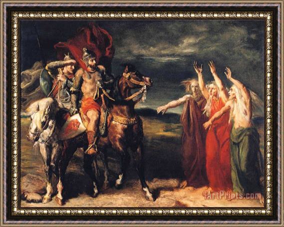 Theodore Chasseriau Macbeth And Banquo Encountering The Three Witches on The Heath Framed Painting