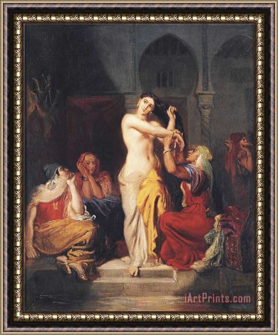 Theodore Chasseriau Moorish Woman Leaving The Bath in The Seraglio Framed Print