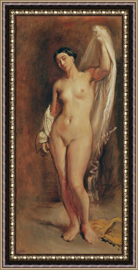Theodore Chasseriau Standing Female Nude Framed Painting
