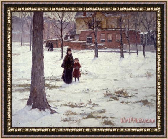 Theodore Clement Steele 16th Street, Indianapolis (winter Morning) Framed Painting