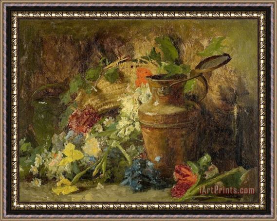 Theodore Clement Steele Flowers And Vase Framed Painting
