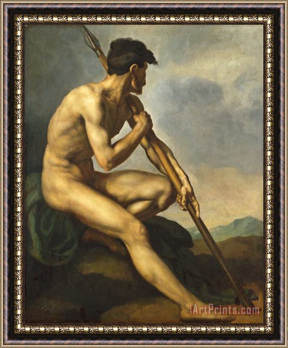 Theodore Gericault Nude Warrior With A Spear Framed Print