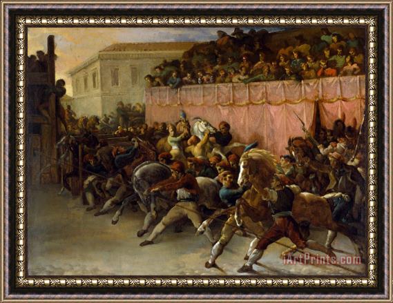 Theodore Gericault Riderless Racers at Rome Framed Print