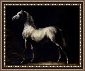 Study for Les Foins Framed Prints - Study of a Dapple Grey by Theodore Gericault