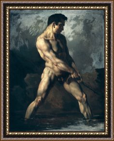 Study for Les Foins Framed Prints - Study of a Male Nude by Theodore Gericault