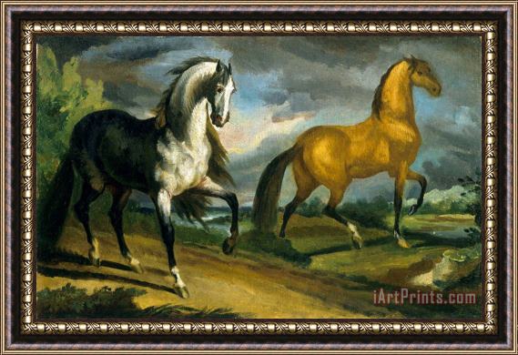 Theodore Gericault Two Horses Framed Painting