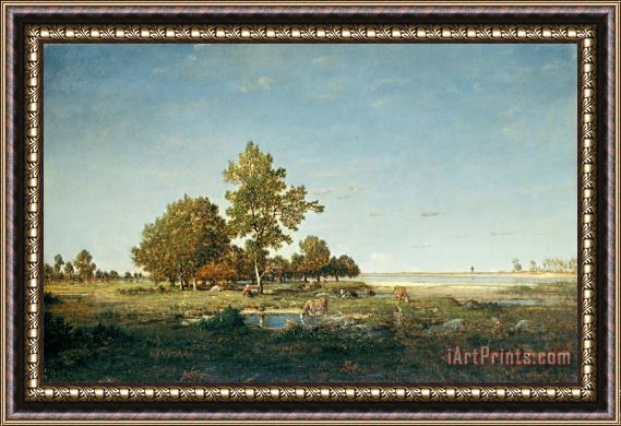 Theodore Rousseau Landscape with a Clump of Trees Framed Painting
