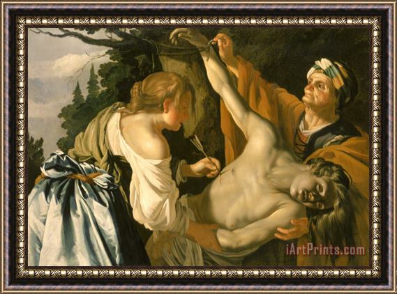 Theodore van Baburen The Nursing of Saint Sebastian Framed Painting