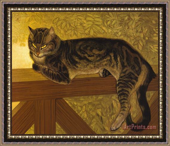 Theophile Alexandre Steinlen Summer: Cat on a Balustrade Framed Painting
