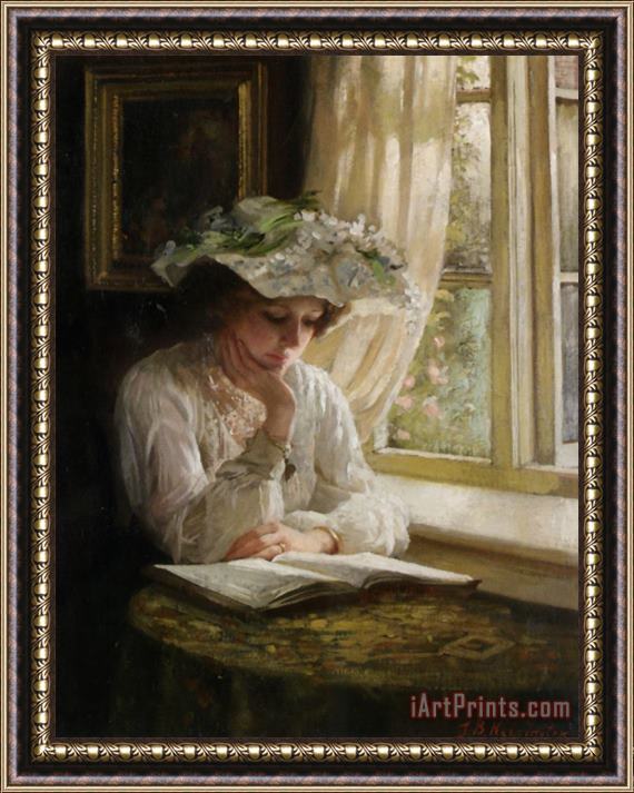 Thomas Benjamin Kennington Lady Reading by a Window Framed Print