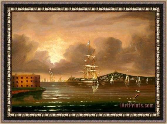 Thomas Chambers Threatening Sky, Bay of New York Framed Print