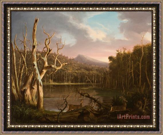 Thomas Cole Lake with Dead Trees Framed Print