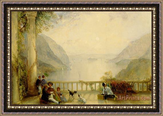Thomas Creswick Figures on a Balcony, Probably at Westpoint Framed Print