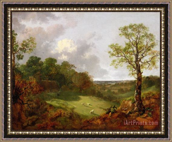 Thomas Gainsborough Wooded Landscape with a Cottage - Sheep and a Reclining Shepherd Framed Print