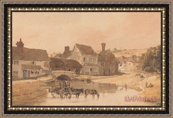 Thomas Girtin The Village of Kirkstall, Yorkshire Framed Painting