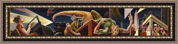 Thomas Hart Benton The Arts of Life in America: Unemployment, Radical Protest, Speed Framed Painting