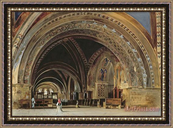 Thomas Hartley Cromek The Interior of the Lower Basilica of St. Francis of Assisi Framed Print