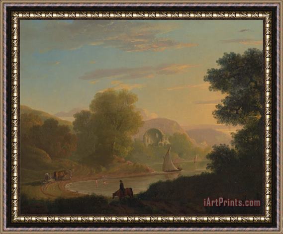 Thomas Jones An Imaginary Coast Scene, with The Temple of Venus at Baiae Framed Painting