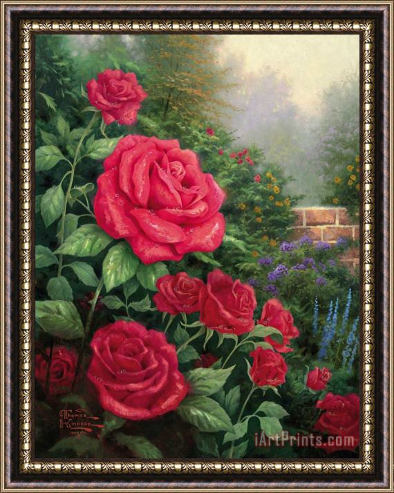 Thomas Kinkade A Perfect Red Rose Framed Print