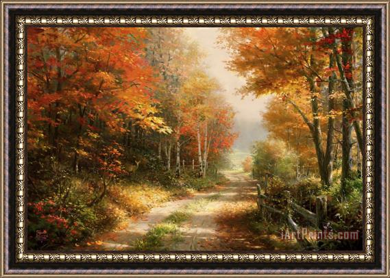 Thomas Kinkade A Walk Down Autumn Lane Framed Painting