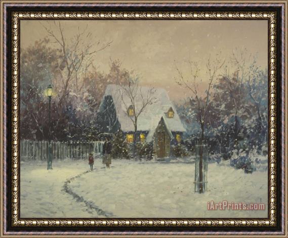Thomas Kinkade A Winter's Cottage Framed Print
