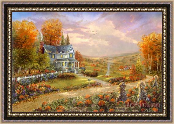 Thomas Kinkade Autumn at Apple Hill Framed Painting