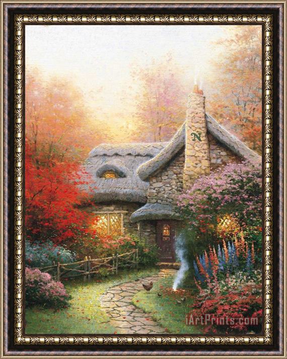 Thomas Kinkade Autumn at Ashley's Cottage Framed Print