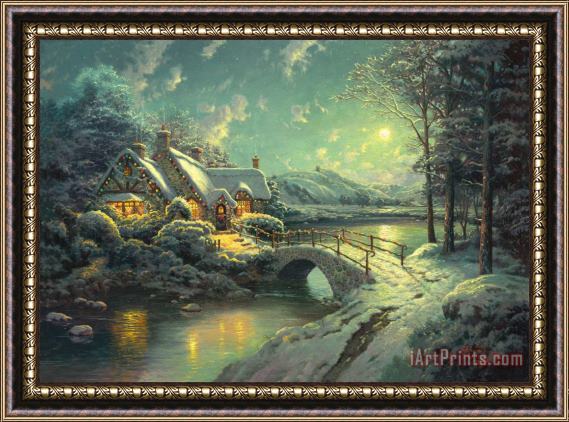 Thomas Kinkade Christmas Moonlight Framed Print