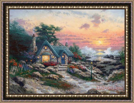 Thomas Kinkade Cottage by The Sea Framed Painting