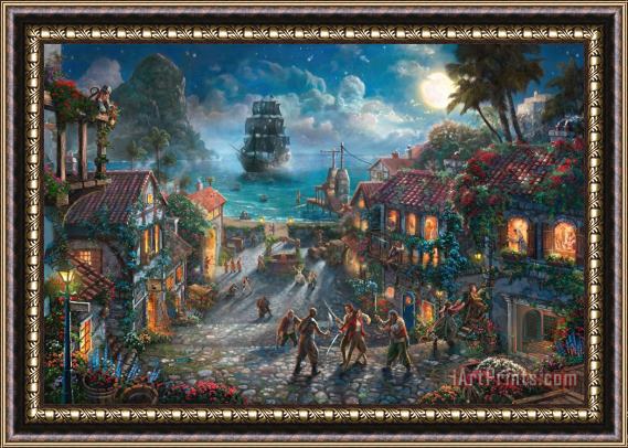 Thomas Kinkade Disney Pirates of The Caribbean Framed Print
